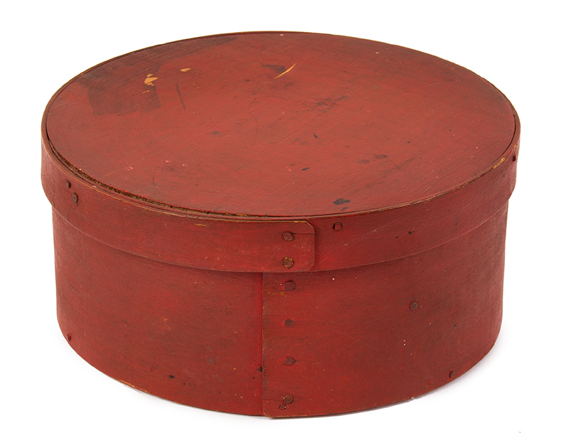 Nineteenth Century Spice Box, Pantry Box, Original Tomato Red Paint, entire view 1