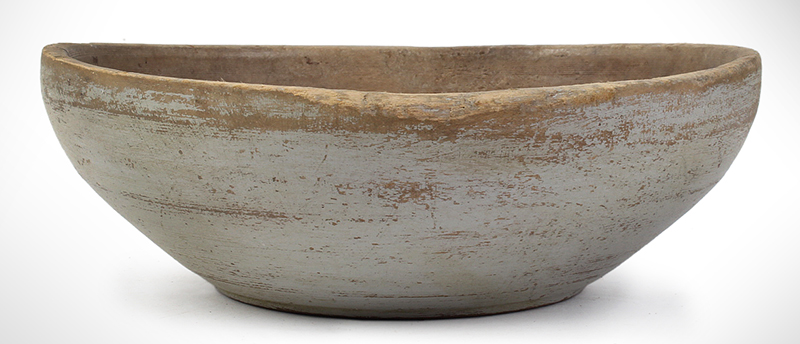 Treenware Bowl in Old White Paint, Small Treen Cowl, entire view