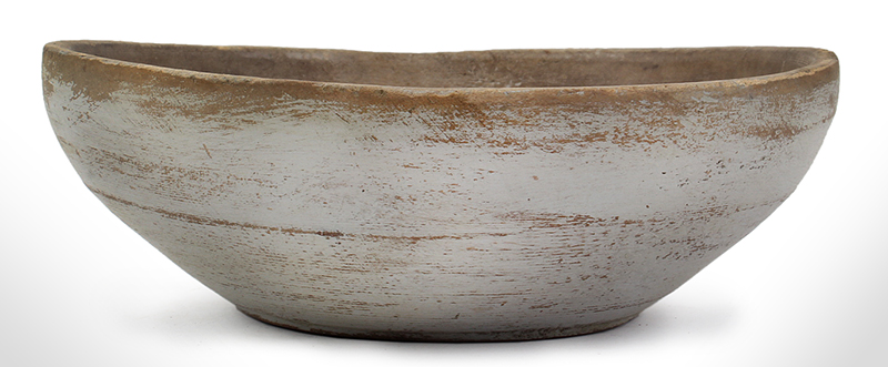 Treenware Bowl in Old White Paint, Small Treen Cowl, entire view 2