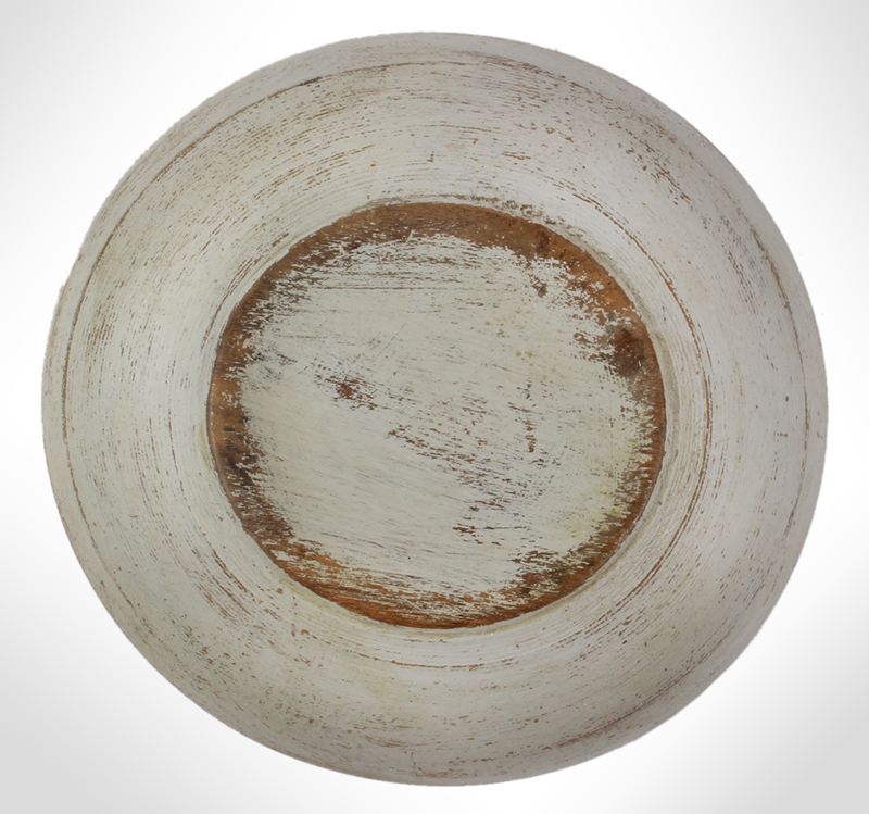 Treenware Bowl in Old White Paint, Small Treen Cowl, entire view 3