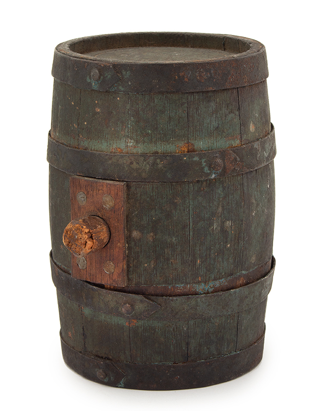 Staved Barrel, Keg, Rum Keg, Rundlet, Firkin, Highly Oxidized Blue Paint