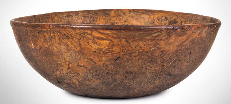 Antique, Turned Burl Bowl, Northeastern, A Fine Thin Walled Example, entire view