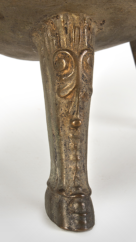 Cauldron, Cooking Pot, Scroll Decorated Legs, Hooved Feet, 16th Century Probably Flemish, leg detail