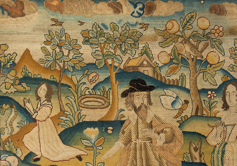 Seventeenth Century Embroidery, The Expulsion of Hagar & Ishmael by Abraham