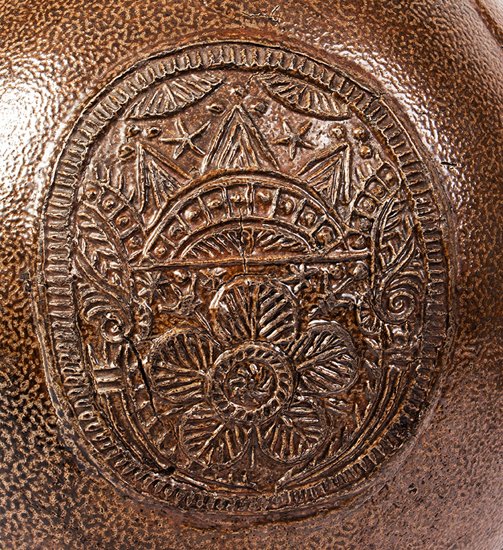 Salt-glazed Stoneware, Huge Frechen Bellarmine, Bartmann, Rare Square Beard, detail view 1
