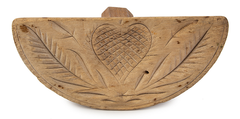 Butter Print, Half Round, Heart Centered by Leaves, Image 1