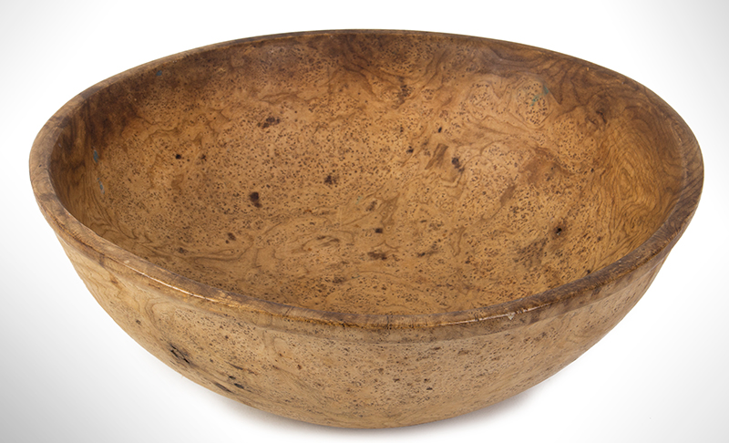 Ash Burl Bowl, Large, good line, rimmed and footed, Serving Bowl, Image 1