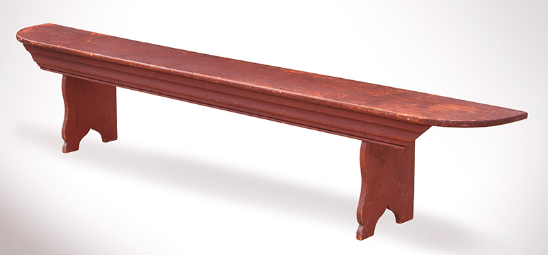 Bench, Stylish Country Bench in Original Red Paint, entire view 2