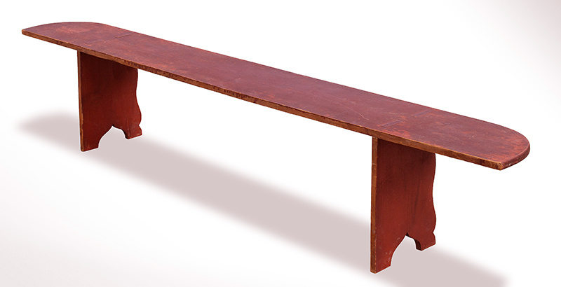Bench, Stylish Country Bench in Original Red Paint, entire view 3