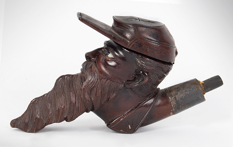 Antique Tobacco Pipe, Folk Art Carved Civil War Soldier