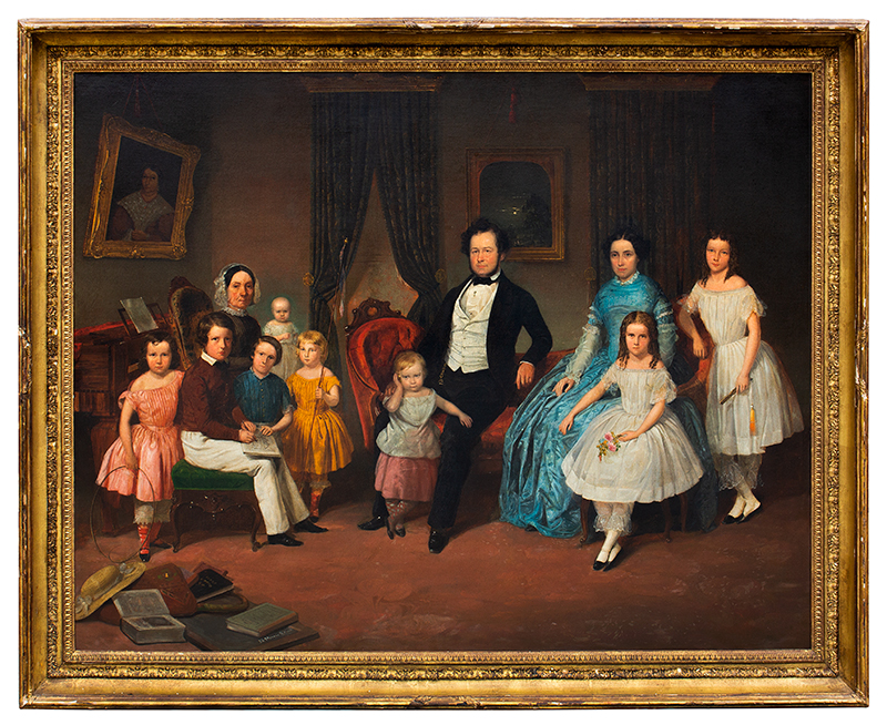 Julius Brutus Stearns (1810-1885) Family Group Portrait Within Domestic Interior Signed, dated, and inscribed (at lower left): J.B. Stearns N.Y. 1850, entire view