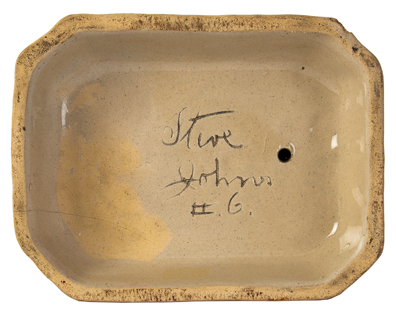 Stoneware, Seated Dog on Base, Signed: Steve Johns - #6, Liverpool Ohio, bottom view