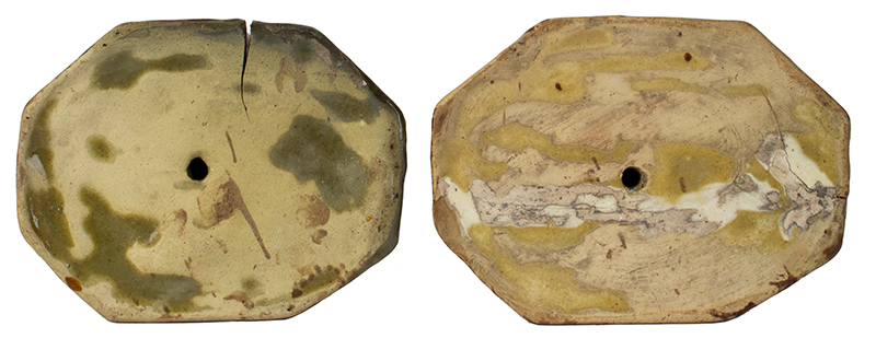 Pair of Molded Stoneware Seated Spaniels on Basses, Bristol Glaze, bottom view