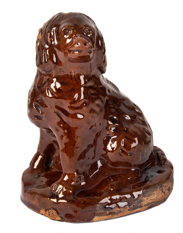 Molded Redware Seated Spaniel Bank, Pennsylvania or Ohio, entire view