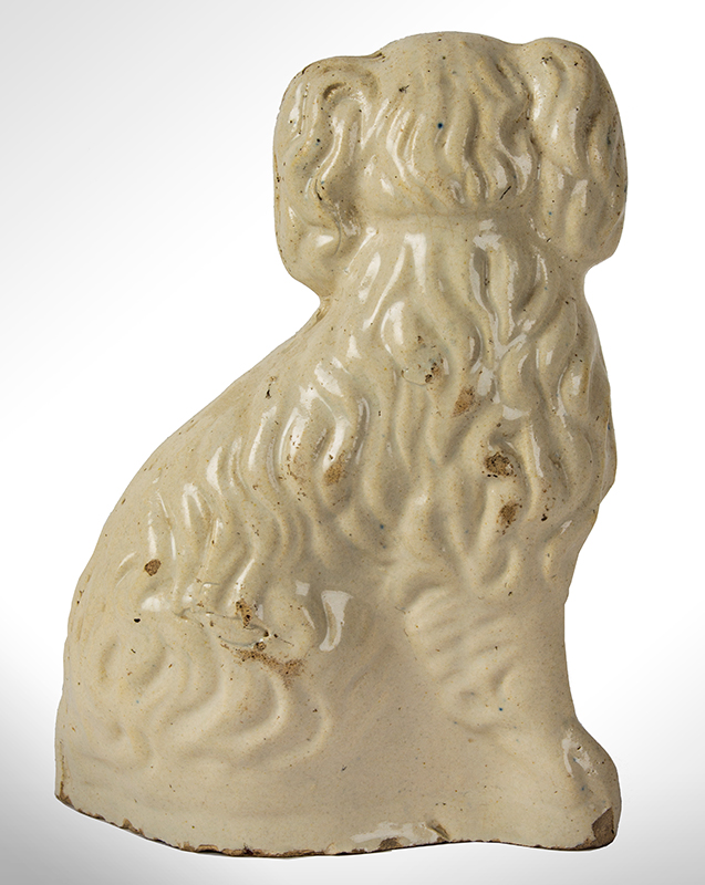 Molded Stoneware, Seated Spaniel on Base, Wax-Resist, entire view 2