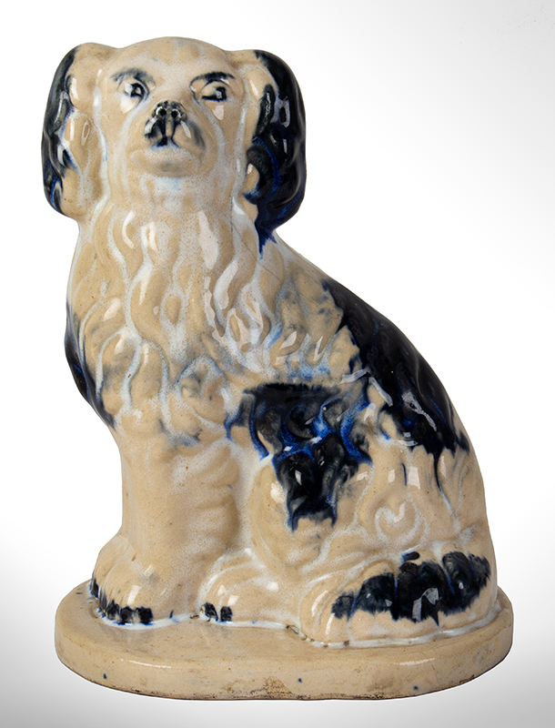 Molded Stoneware, Seated Spaniel on Base, Midwest, Bristol Glaze, entire view 1