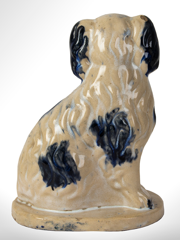 Molded Stoneware, Seated Spaniel on Base, Midwest, Bristol Glaze, entire view 2