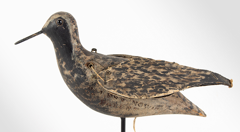 Mechanical, Black-Bellied Plover Decoy by Nathaniel Wales & Snow, Boston RARE, entire view 3