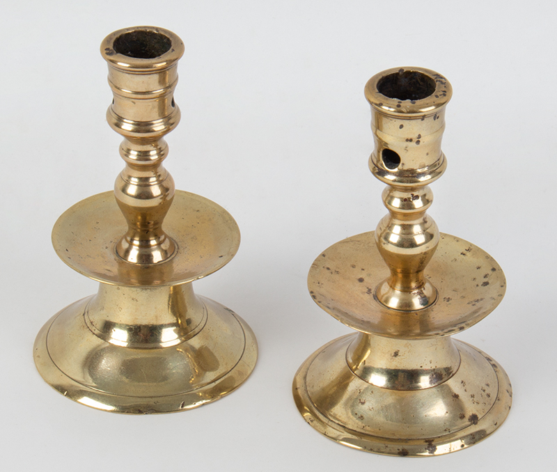 Pair, Dutch Capstan Mid-Drip Candlesticks, Small Size, entire view