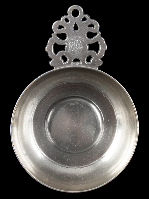 Modified Old English Handle Porringer by Samuel E. Hamlin, 4 3/16-inch Providence, Rhode Island, entire view