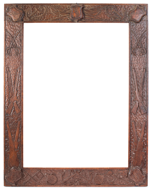 Relief Carved Picture Frame, Spanish American War, Naval Imagery, entire view