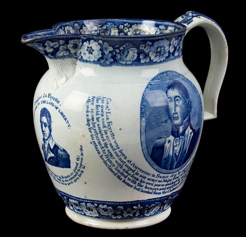 Staffordshire Medium Blue Transferware, Welcome Lafayette – Nations Guest, entire view 2