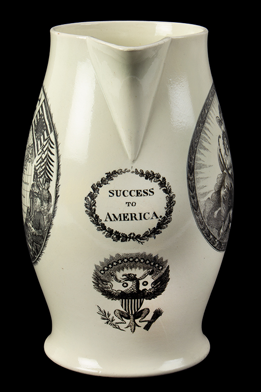 Liverpool Jug, Creamware Pitcher Printed in Black, John Adams President of the United States of America, entire view 4