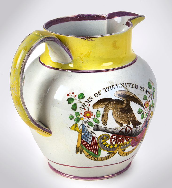 Staffordshire Pitcher – ARMS OF THE UNITED STATES – FREE TRADE & SAILORS RIGHTS, entire view 2