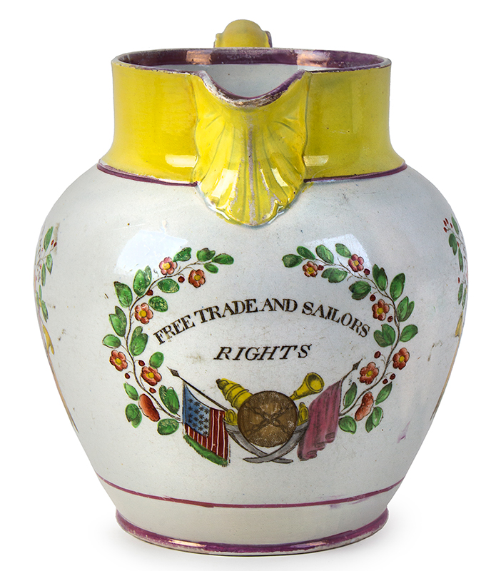 Staffordshire Pitcher – ARMS OF THE UNITED STATES – FREE TRADE & SAILORS RIGHTS, entire view 4