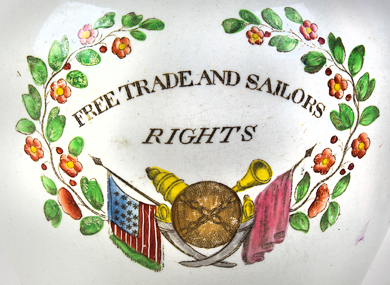 Staffordshire Pitcher – ARMS OF THE UNITED STATES – FREE TRADE & SAILORS RIGHTS, detail view 2