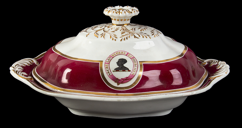 Porcelain, Lidded Vegetable Serving Dish, Purportedly Celebrating Abolition Act of 1833 Worcester Porcelain Company and Chamberlain & Co. Factory (English, 1786-1852), entire view