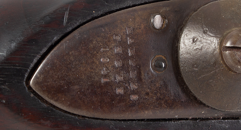 Model 1816 U.S. Flintlock Musket, Harpers Ferry, Type III, Dated 1841 Reconversion, otherwise fine, in-the-black!, lock plate detail 1