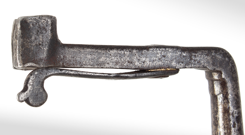Bit Brace, An Ancient Piercer or Wimble, Burlwood Handle and Spoon Bit, detail view 2