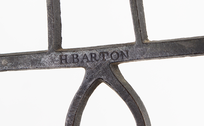 Flatiron Trivet, Signed, H. BARTON, (East Hampton, Connecticut) Simple and elegant, beautiful casting and patina, signature view