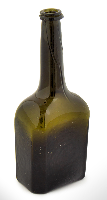 Antique Wine Bottle, Rare Half Size, Rectangular Octangular Cylinder English, entire view