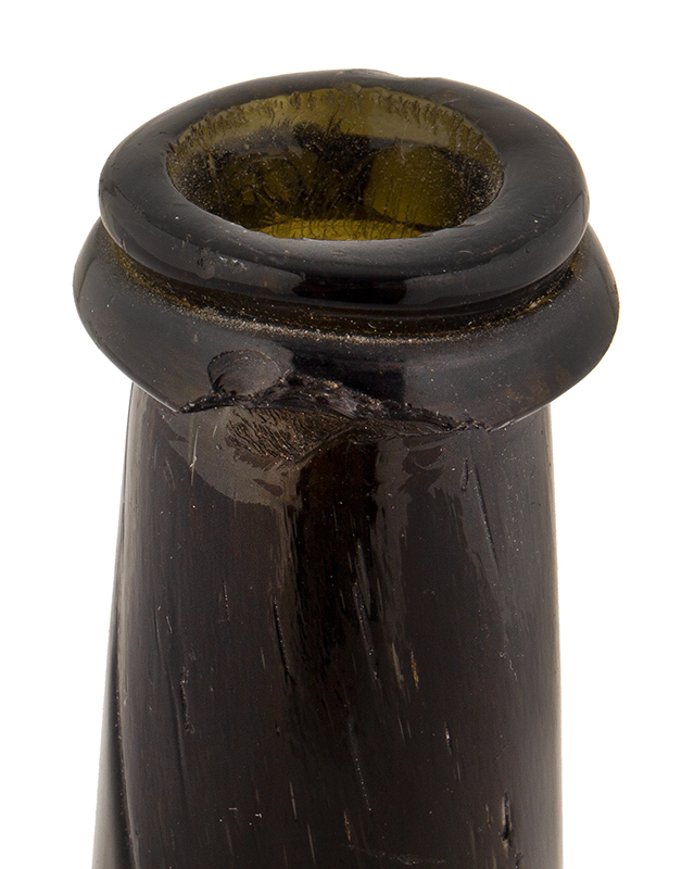 Antique Wine Bottle, Rare Half Size, Rectangular Octangular Cylinder English, spout view