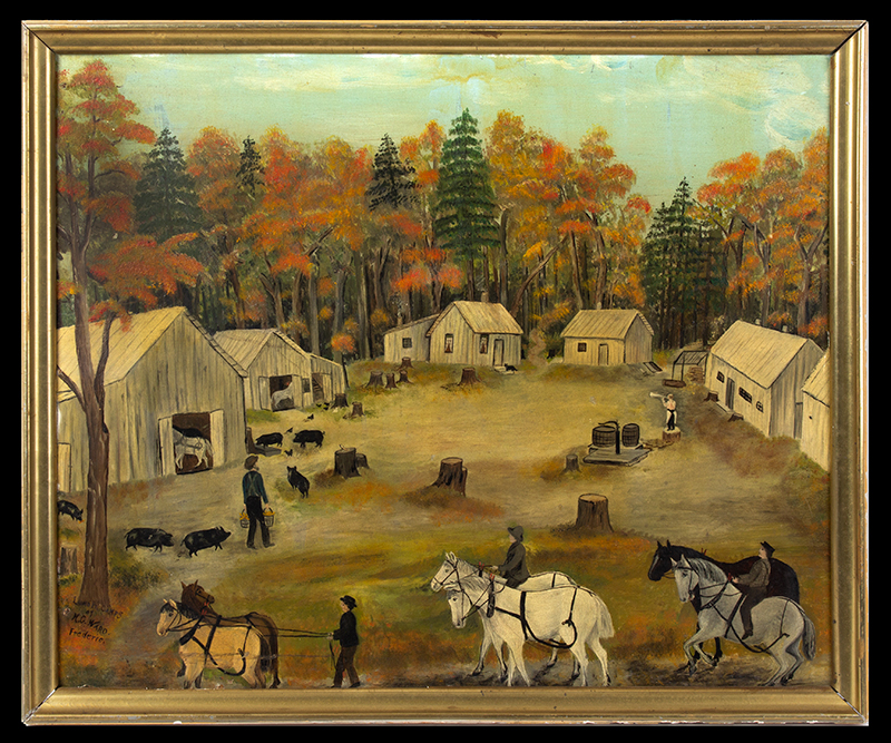 Folk Art Painting, Lumber Camps of H.C. Ward. / Frederic