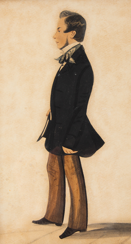 Nineteenth Century Profile Portrait of Gentleman Holding Top Hat Anonymous, entire view sans frame