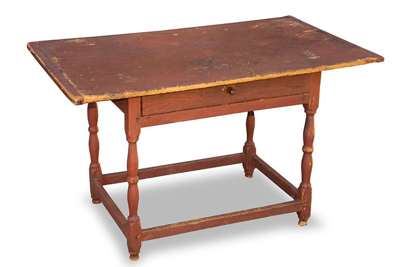 Tavern Table, New England, Original Red Paint, entire view 1
