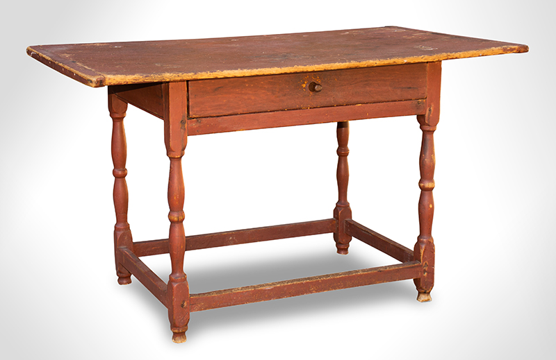 Tavern Table, New England, Original Red Paint, entire view 2