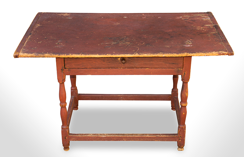 Tavern Table, New England, Original Red Paint, entire view 3
