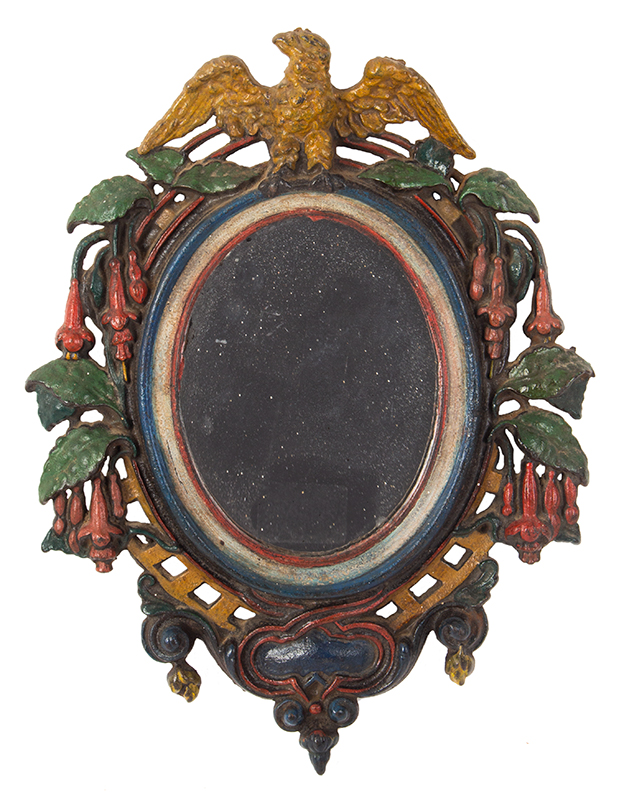 Mirror or Picture Frame, Cast Iron, Original Painted Decoration, entire view