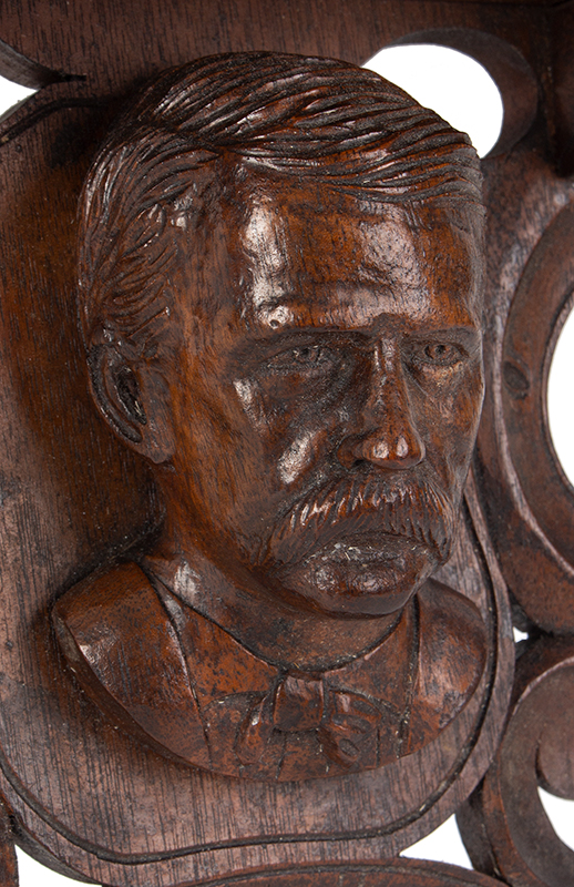 John Haley Bellamy Carved Wall Bracket (Shelf), Patriotic, Full Portrait, Eagle, Bunting Kittery, Maine and Portsmouth, New Hampshire (1836-1914) Possibly Titcomb & Bellamy, detail view 1