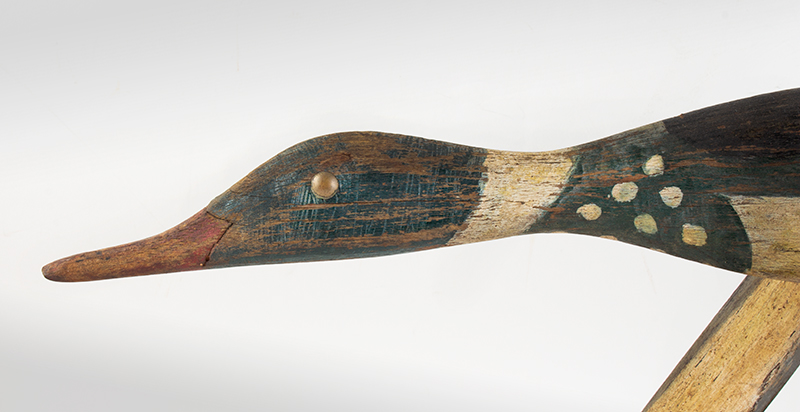 Whirligig, Merganser…found in Maine, Original paint, detail view