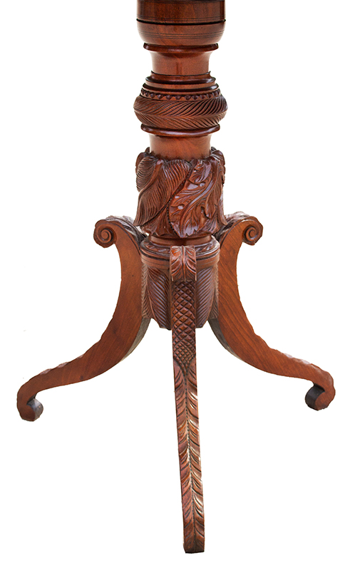 Candlestand, Classical, Tilt-top, Outstanding Wood Grain, Likely Albany, NY, detail view