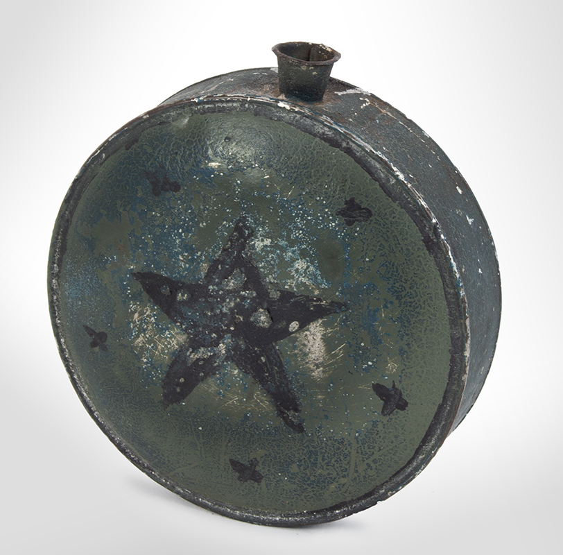 Canteen, Non-regulation Drum Form, Old Bluish Green Paint, Image 1