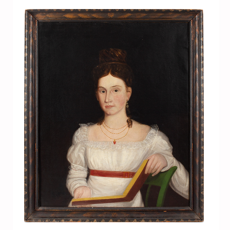 Folk Portrait, Young Lady Seated in Green Windsor Chair, Image 1