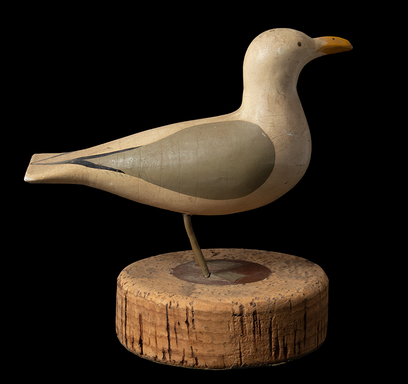 Pair, Vintage Decorative Carvings, Seagulls, Folk Art Birds, Original Paint