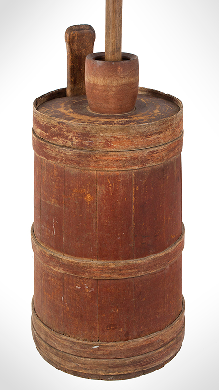 Butter Churn, Exceptional Form, Pouring Funnel, Original Paint New England…found in Maine, entire view 3