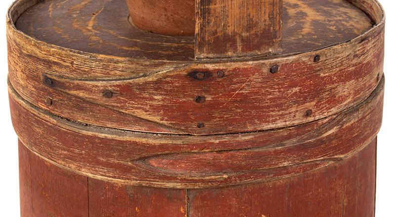 Butter Churn, Exceptional Form, Pouring Funnel, Original Paint New England…found in Maine, detail view 2